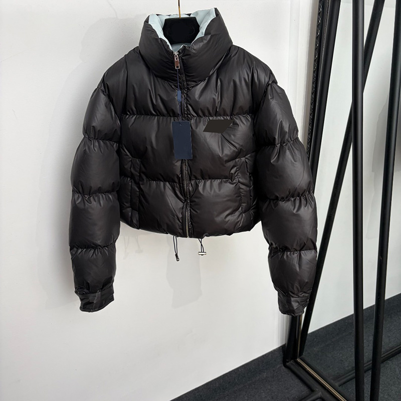 Cropped Puffer Jacket For Women Stand Collar Black Casual Padded Coat Winter Dating Outdoor Streetwear Windproof Jackets
