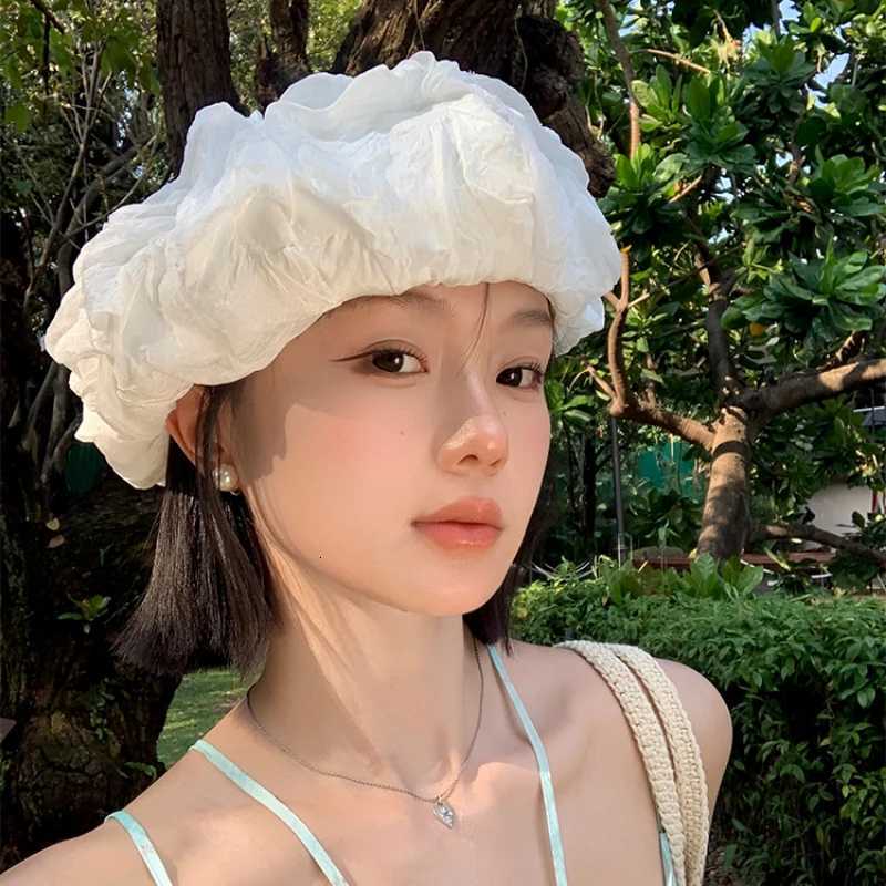 Korean Version of Niche Berets Seersucker Pleated Cloud Beret Women's Spring Summer Fashion Thin Breathable Versatile Painter Hat N260919
