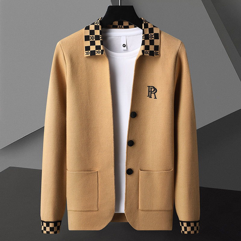 High End Luxury Mens Designer Jacket, Cardigan Wool Sweater Low Neck Knitted Sweater Outdoor Casual Top Business Wear High-quality Materials Comfort