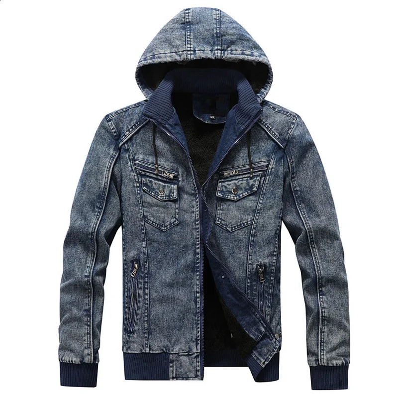 Coats Men Wool Liner Thick Men Blue Winter Jean Jackets Outerwear Warm Hoodies Denim Winter Denim Hooded Jackets for Men MY231 260920