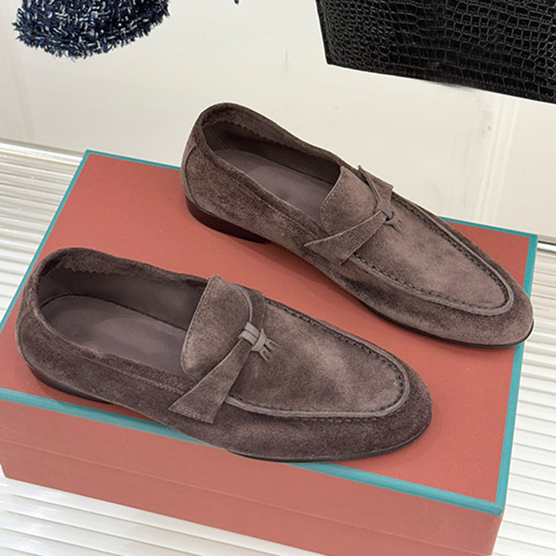 Luxury Womens Joan Loafers Soft Comfortable Leather Exquisite Insole Metal Charms Unisex Retro Suede Flat Loafers Daily Lowkey Elegant Shoes