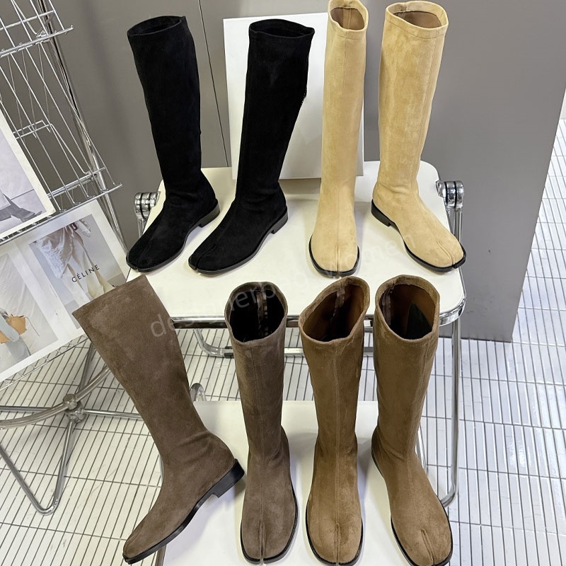 boots Designer Women knee boot Classic Autumn Winter Split-Toe high Tall Boots fashion chunky heel boots suede leather Knight Boot top quality boot