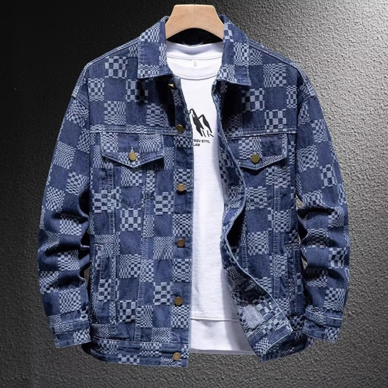 Mens Clothing Designer Jacket French Luxury High-end Top Personalized Jacquard Denim Jacket Autumn Winter Loose Ins Style Couple Plaid Casual Outdoo