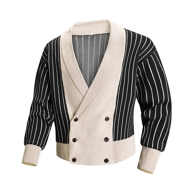Retro Men's Knitted Cardigans Solid Color Simple Business Lapel Knitwear Coat Man Autumn Long Sleeves Sweater Jacket 260918