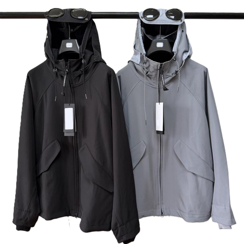 Spliced Autumn Winter Men Casual Softshell Jacket Men Outdoor Windproof Fleece Hooded Jacket Size M-XXL