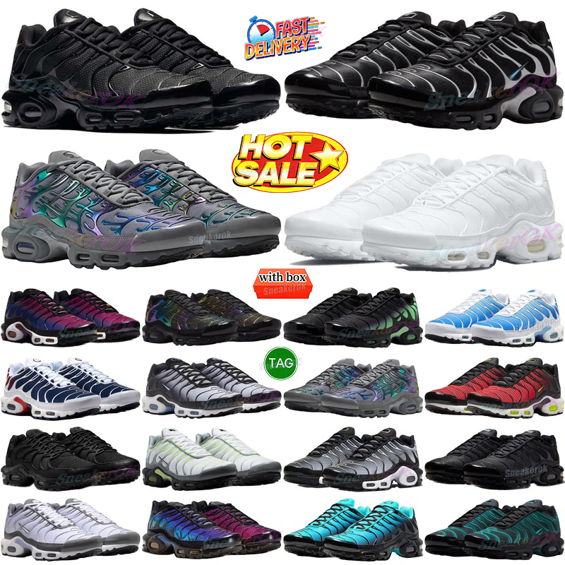 Tn Plus tns Running Shoes Designer Shoes 25th Anniversary Fr tnss Toggle Utility Men Women Sneakers Triple Black White Metallic Silver Reflective Me