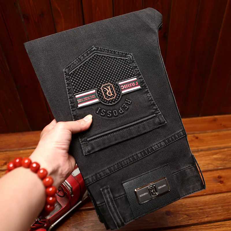 Men's Jeans 2025 new fashionable light luxury jeans for men trendy 3D printed design slim fit small feet elastic denim pants X260919