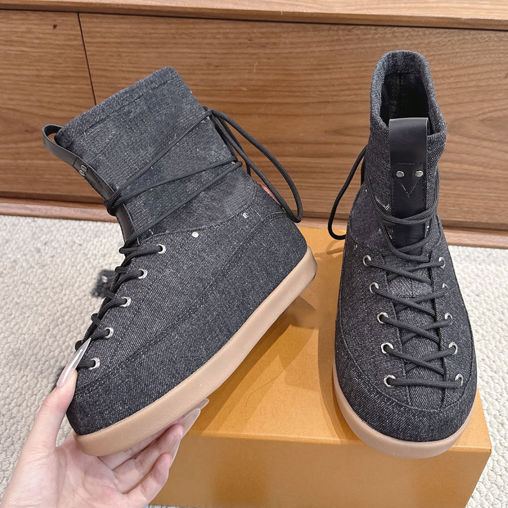 Yeti Mid Boot Luxury Designer Denim Ankle Boot 1AIZI4 Comfort Lace Up Womens Snow Boot Classic Fashion brand Autumn Winter Boots Fabric Lining Rubbe