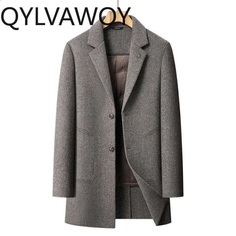 QYLVAWOY 68 Wool Man Coats Detachable 90 Goose Down Lining Casual Thicken Menswear Clothing Autumn Winter Manteau Homme 260911