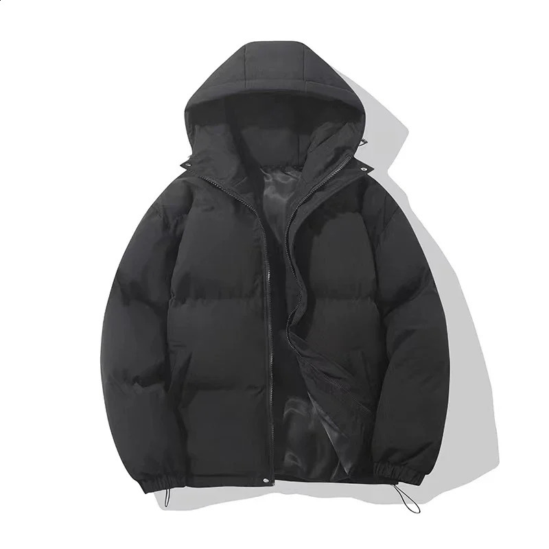 American fashion down jacket mens winter solid color warm hooded bread suit cotton thickened loose 260920