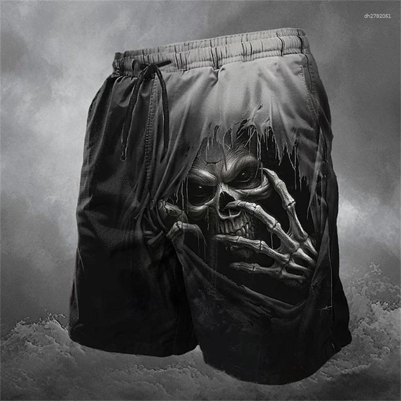 Men's Gothic Skull Multi Pattern Beach Shorts Dark Street Style Quick Dry Drawstring Casual Summer Halloween Swim Trunks For Men