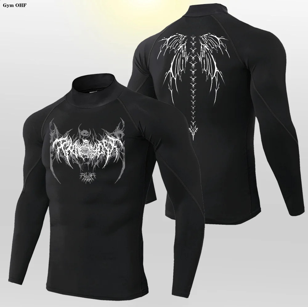 Y2K Mens Workout Compression Shirt Turtleneck Long Sleeve Hight Neck Rash Guard Gym Base Layer Athletic Gear Sports Shirts Men 260920