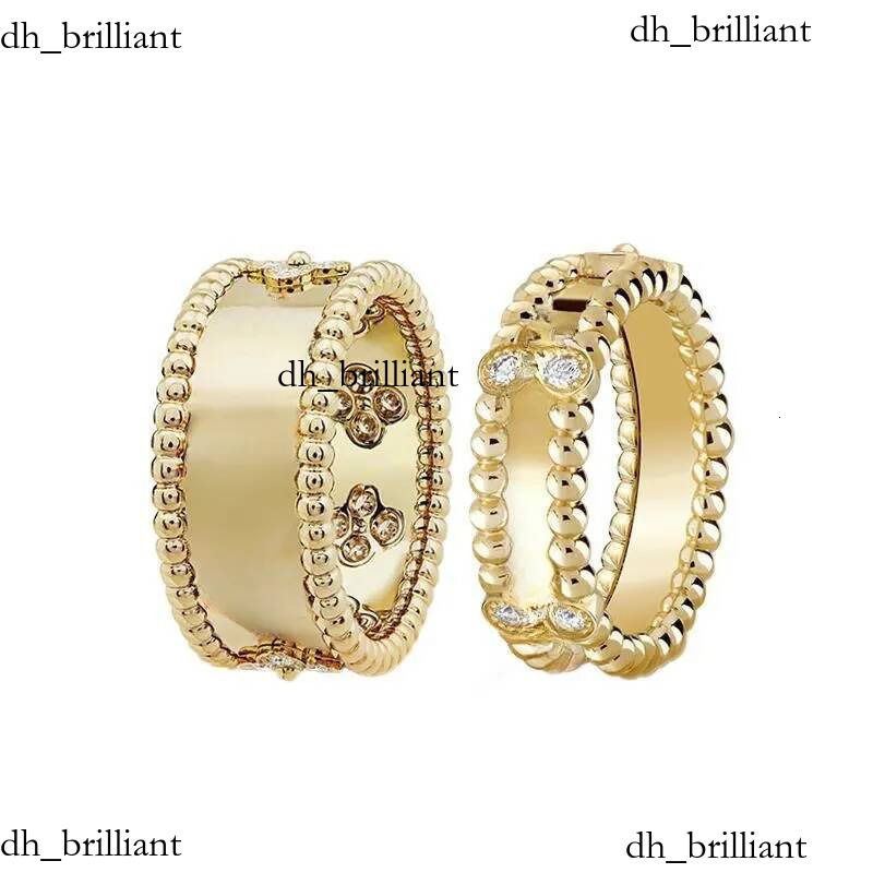 Top grade classic clover designer band for women girls charm elegant 18k gold silver rings with shine crystal bling diamond engagement ring jewel