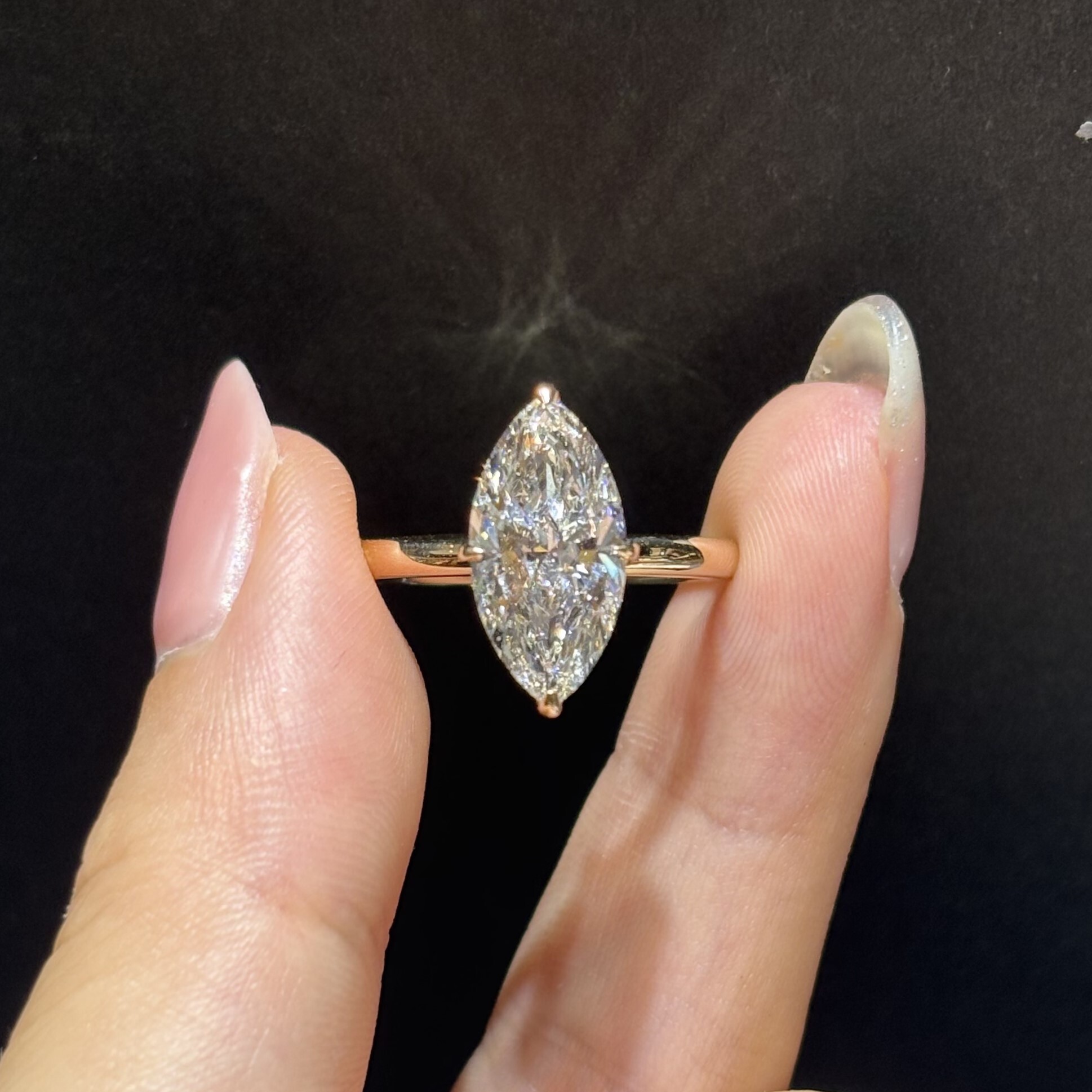 Custom IGI Certified Marquise Cut Lab Grown Diamond Ring CVD HPHT DEF VVS 18K Solid Gold Solitaire Engagement Jewelry