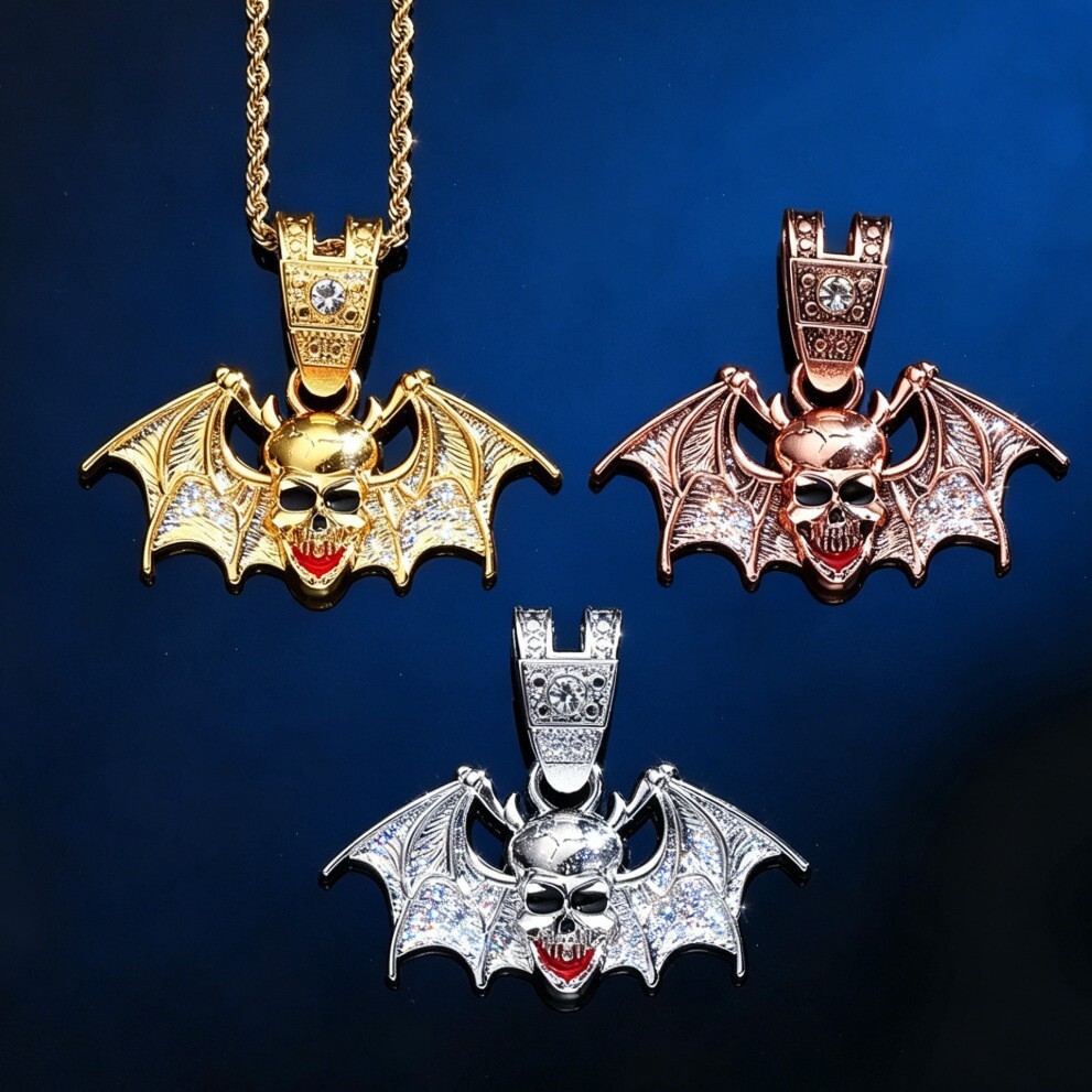 Hip-Hop Halloween Skull Alloy Oil Drop Pendant Personality Exaggerated European And American Men's Necklace Manufacturer Wholesale