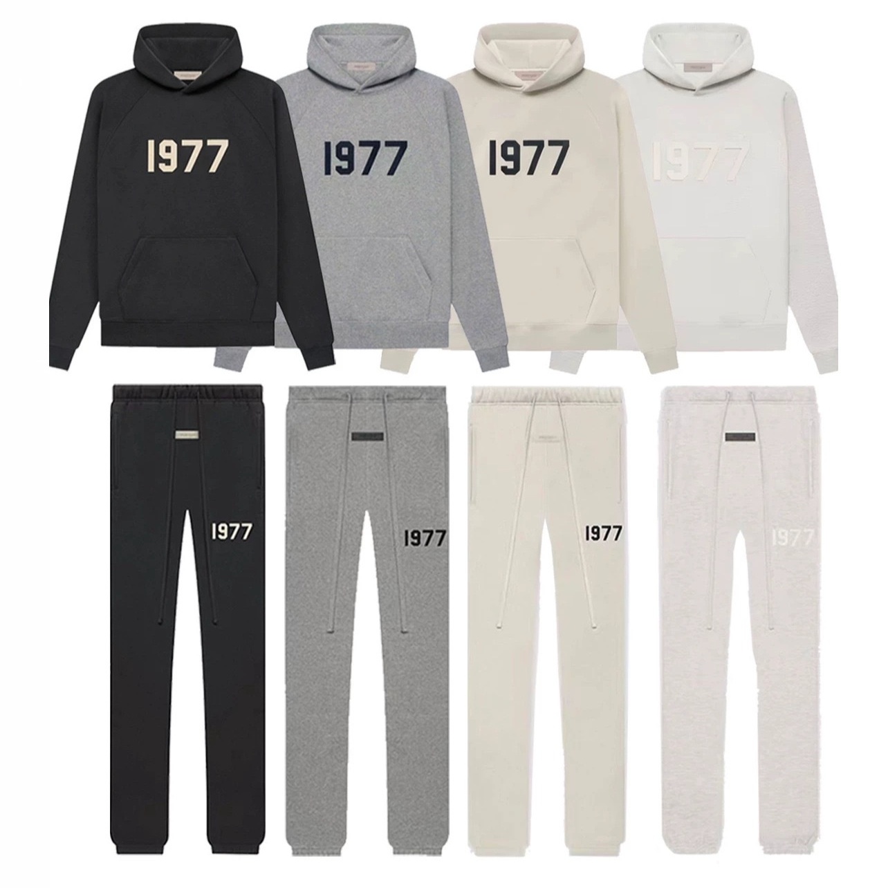 Survêtements surdimensionnés imprimés floqués, pull à capuche, Streetwear en coton lourd, pantalons de Sport pour hommes et femmes, 1977