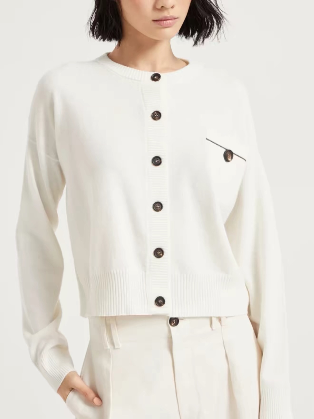 Women designer sweater cashmere cardigan women luxury clothes designer cardigan high quality Bru C sweater women knitted crew neck top women