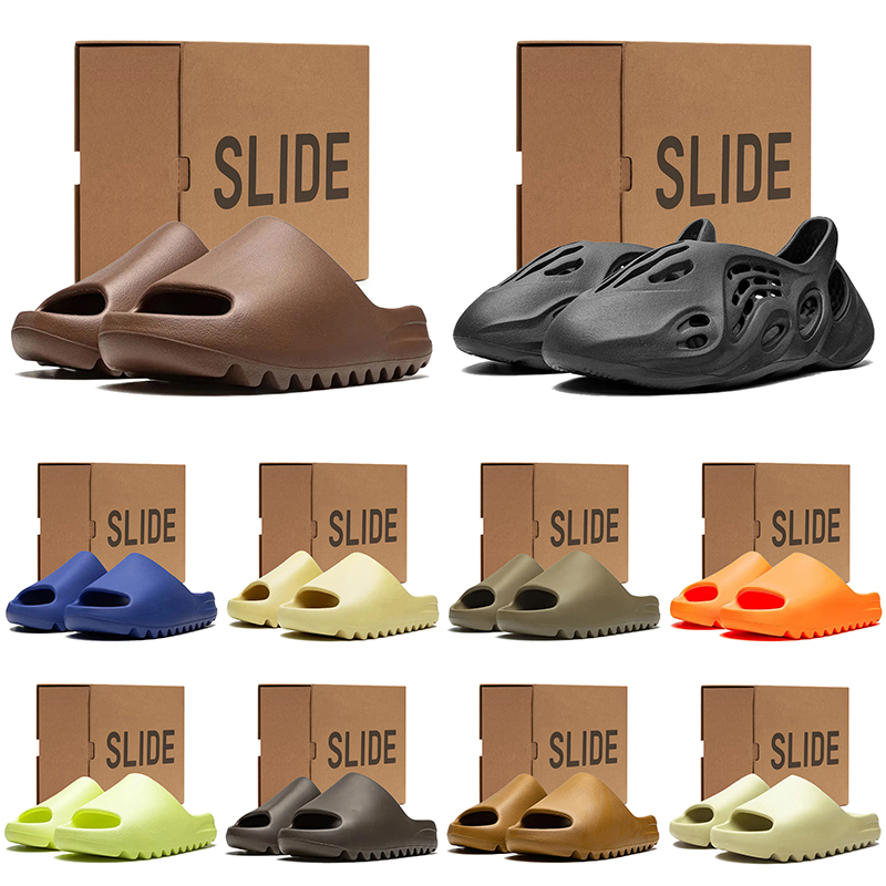 Free shipping slippers slides with box men women Black Bone Glow sliders sandals mens womens blue green orange slipper slide trainers