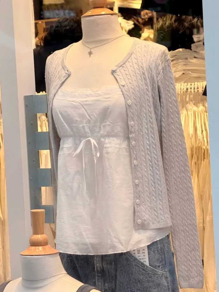 Solid Basic Cotton Long Sleeve Knitted Cardigan Women Simple Oneck Casual Preppy Style Jumper Sweet Prepppy Sweater Top 260918