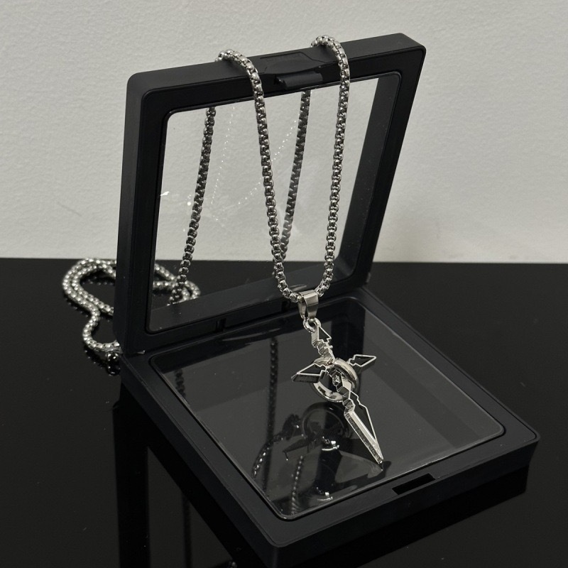 Trendy Brand Personality Running Cross Necklace for Men and Women Korean Street Niche Design Hip-Hop Pendant American Style Choker