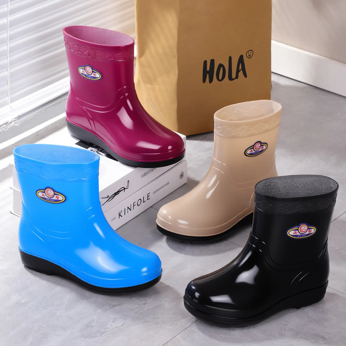 Women's Outdoor Rain Boots Mid-Calf Waterproof PVC Shoes for Rainy Season Kitchen Sturdy Black Commuting Dirt-Resistant Water... 260920