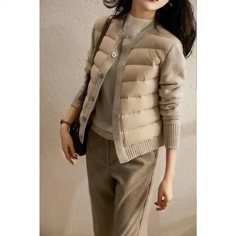 Winter Sweater Patchwork Parka Women's Down Jackets Ultra Light Warm Casual Coat Female Puffer Jacket Oversized Outerwear 260918