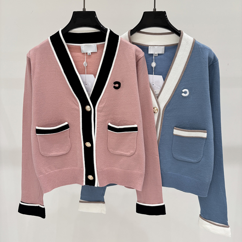 26SS Winter Latest Sweater V Neck Elegant Charm Girls Sweaters Top Cubic Letter Jacquard Camis Top Coats Brand Wool Sweater Jacket Clothing