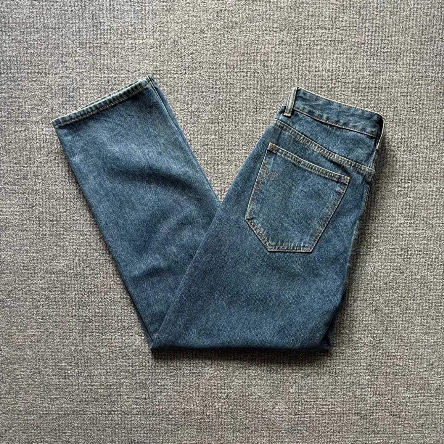 Jeans da uomo Jeans classici da uomo dritti blu scuro pantaloni in denim casual basic larghi e versatili X260919