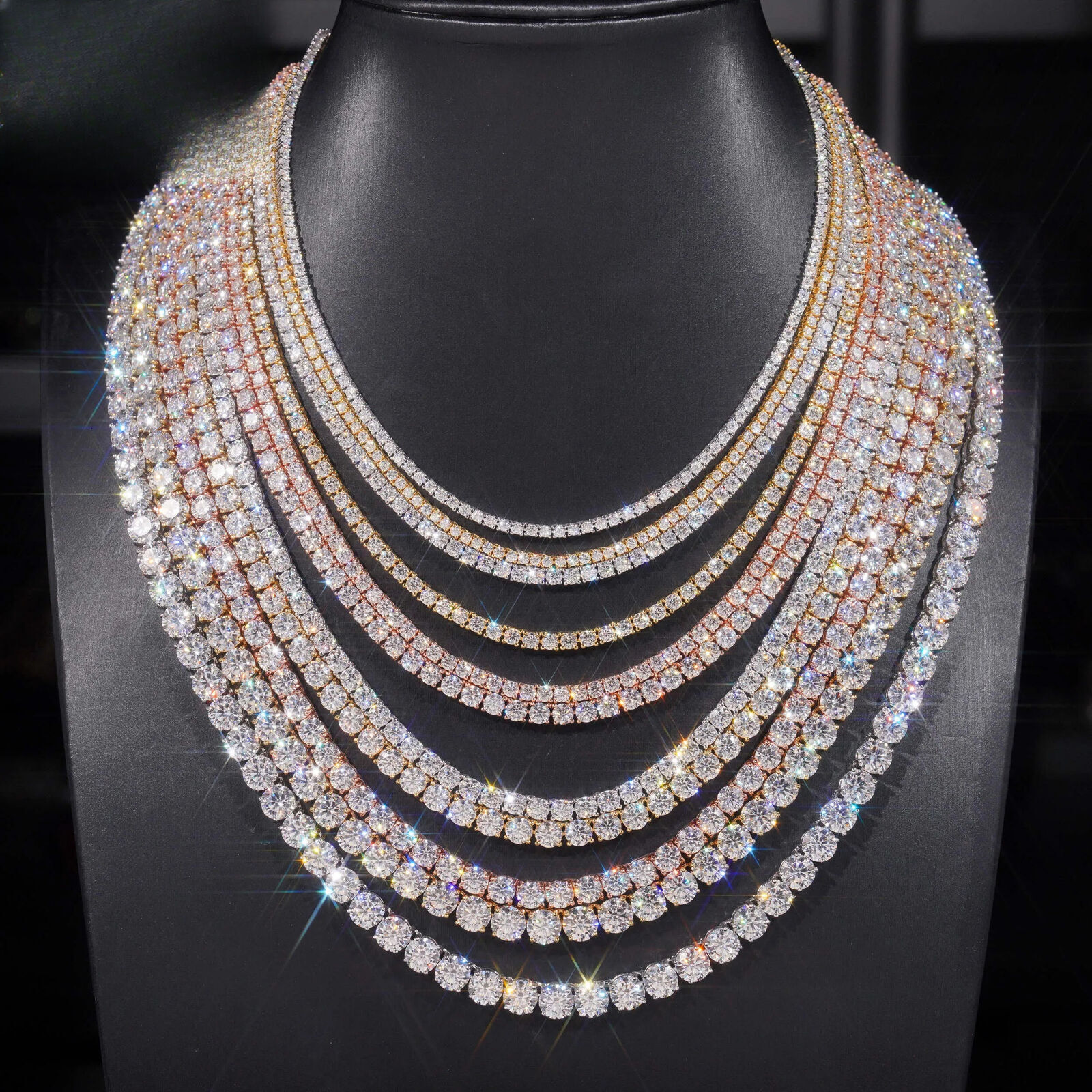 Zuanfa Large Inventories 925 Sterling Silver 18K Gold Plated Moissanite Diamond Tennis Chain Bracelet Fine Jewelry