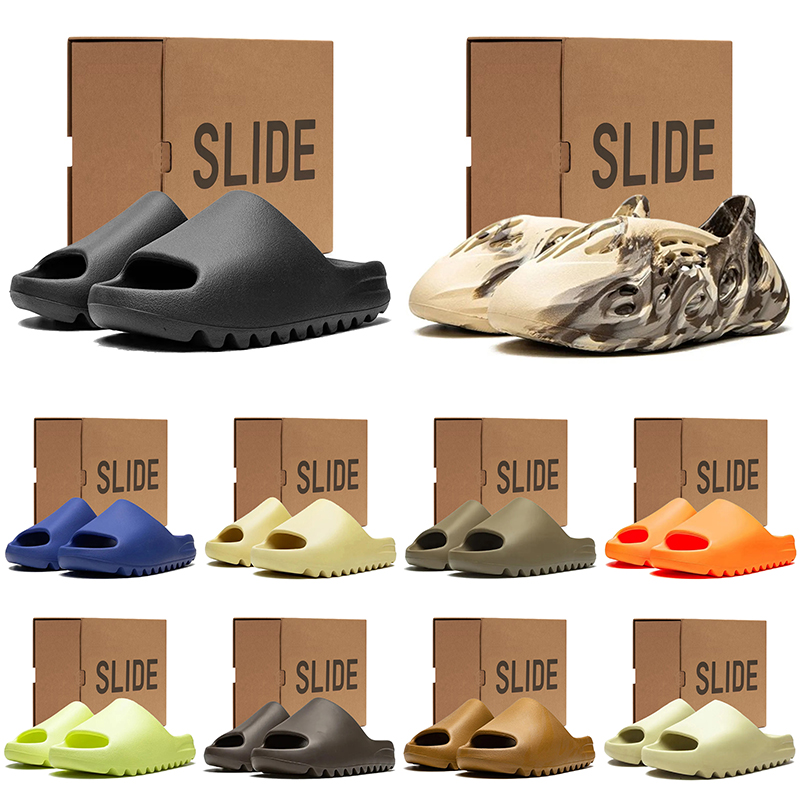 Free shipping designer slippers slides with box men women Bone Glow sliders sandals mens womens blue green orange slipper slide trainers