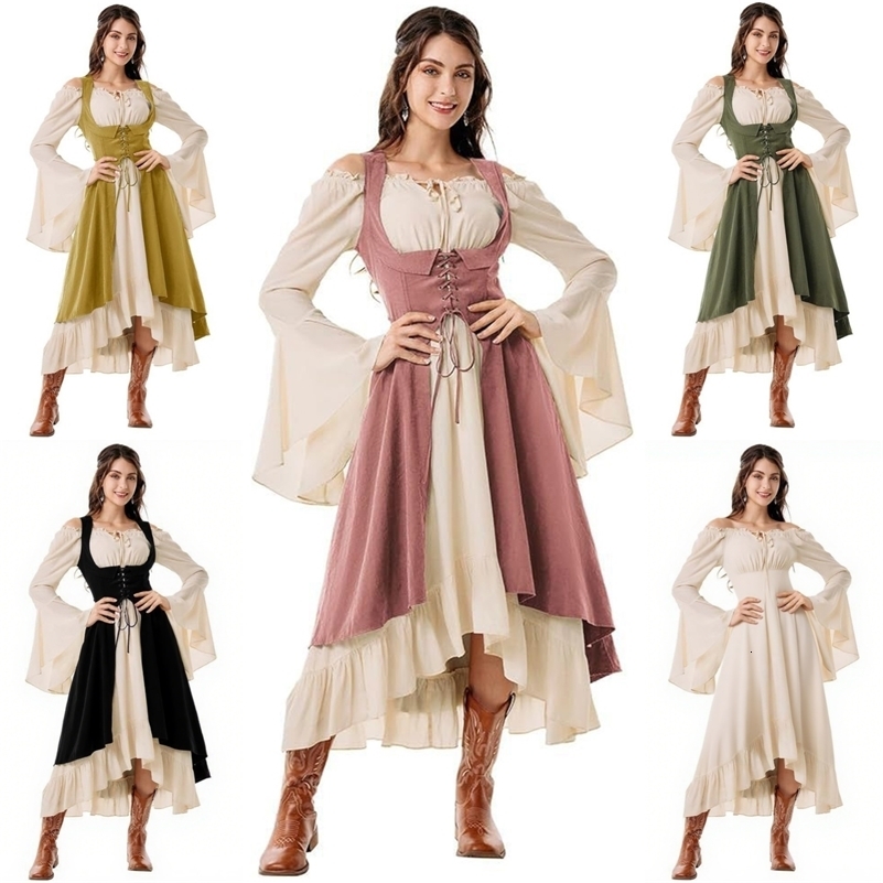 Costume da festa cosplay da donna vintage - vestito da pirata di Halloween - capitano donna - abbigliamento da club di cacciatori - abito con cintur