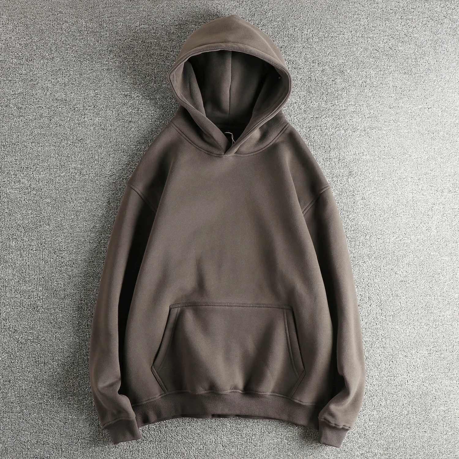 Men's Hoodies Sweatshirts Heavy autumn and winter American niche trend plus velvet thickened sweatshirt men's loose casual clean pullover