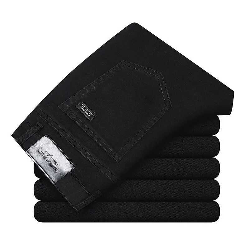 Men's Jeans 2026 Summer Spring New Men's Pure Black Slim Jeans Elastic Straight Pants BusinessLeisure Korean Vintage Denim Pants Male X260