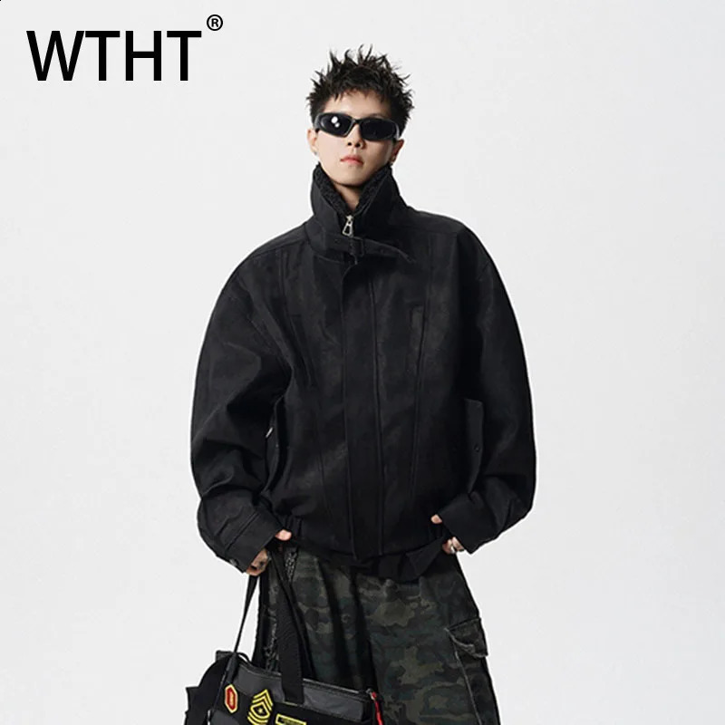 WTHT Fashion Mens Plush Spliced Thicken Loose Coats Trendy Autumn Solid Color Laple Casual Jackets Male 2A2218 260920