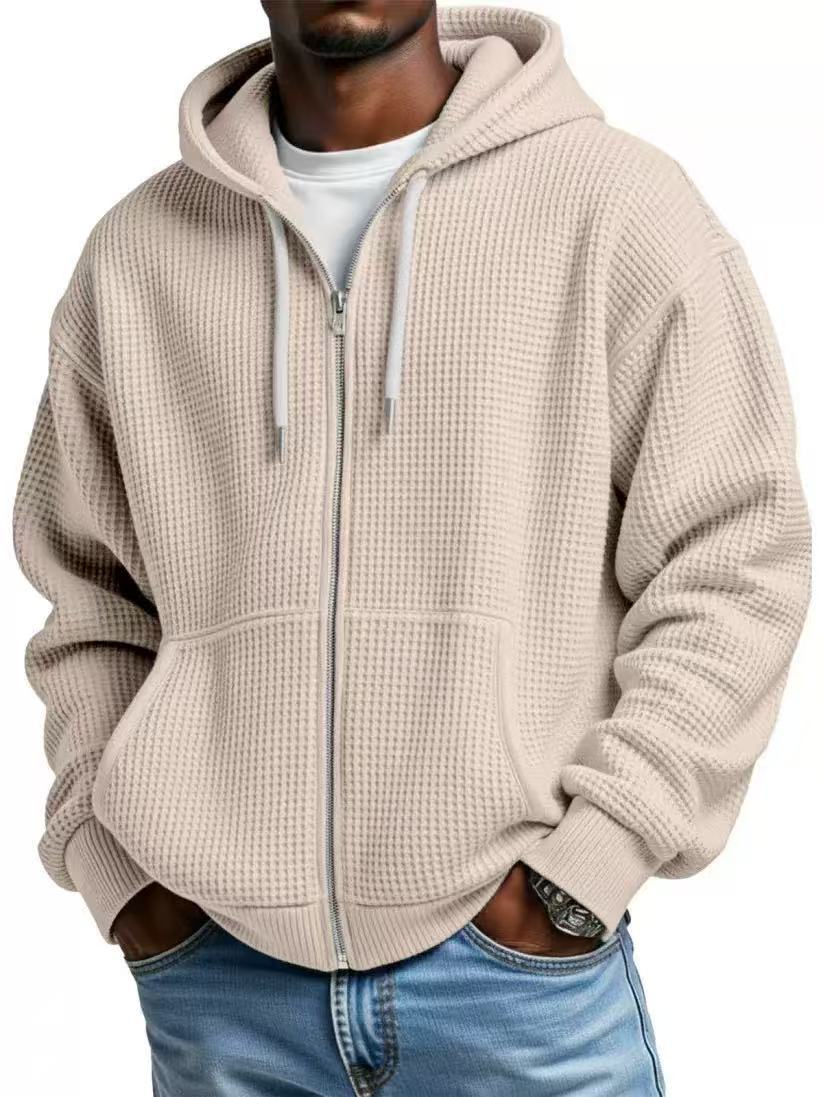 Men's Long-Sleeved Solid Color Loose-Fitting Hooded Sports Casual Sweater