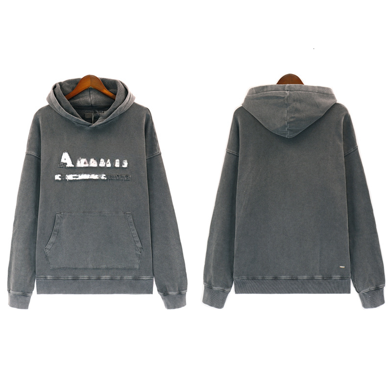 Amiritee Womens Designer Clothes Puffer Jacket Mamiri Doudoune Euro American Washed Vintage High Street Embroidered Sweatshirt Loose Plus Size Hoodi