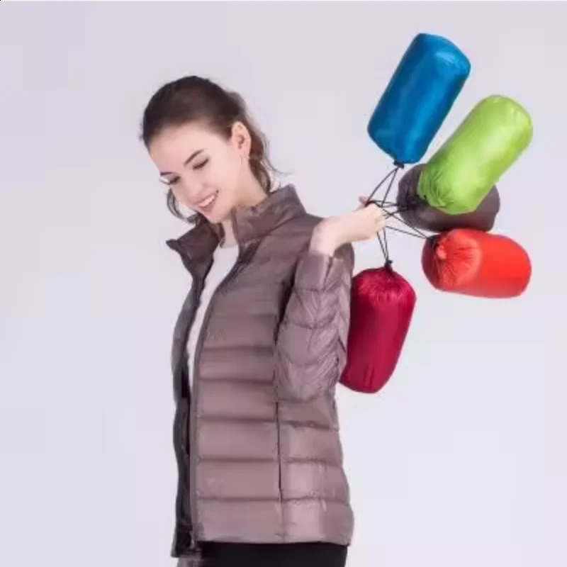 Plus Size 5XL 6XL 7XL Women's Vertical Collar Down Jacket Women's Ultra Light Portable Warm Slim Down Jacket 260918