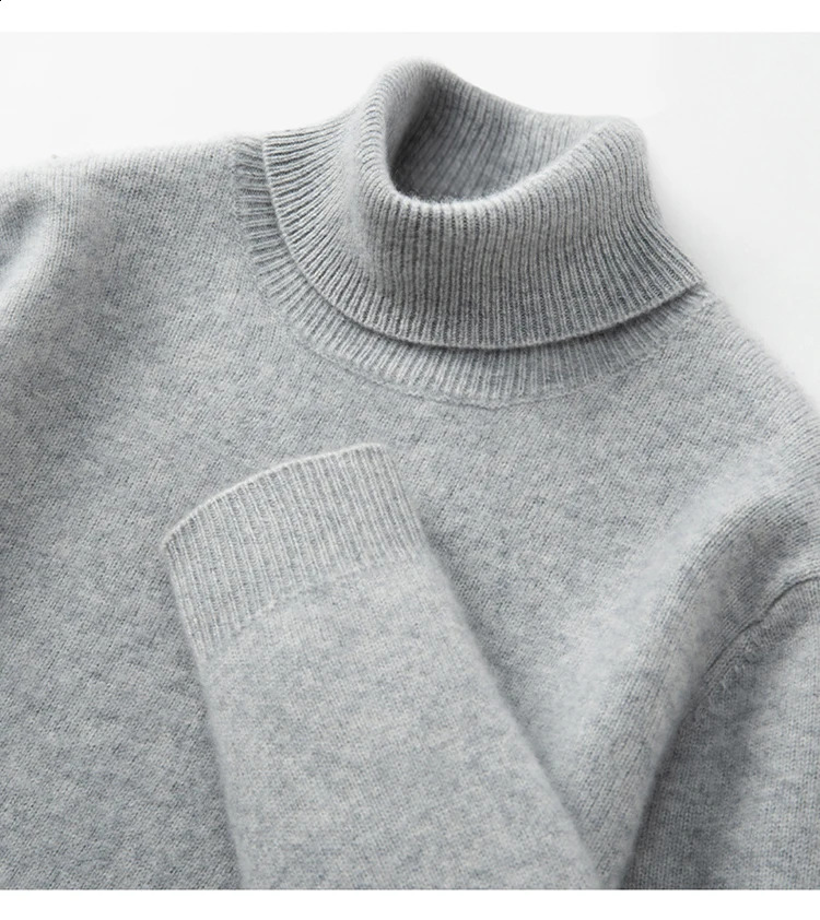 Double Thick 100% Cashmere Sweater Mens Turtleneck Business Leisure Long Sleeve Pullover in Autumn and Winter 260920