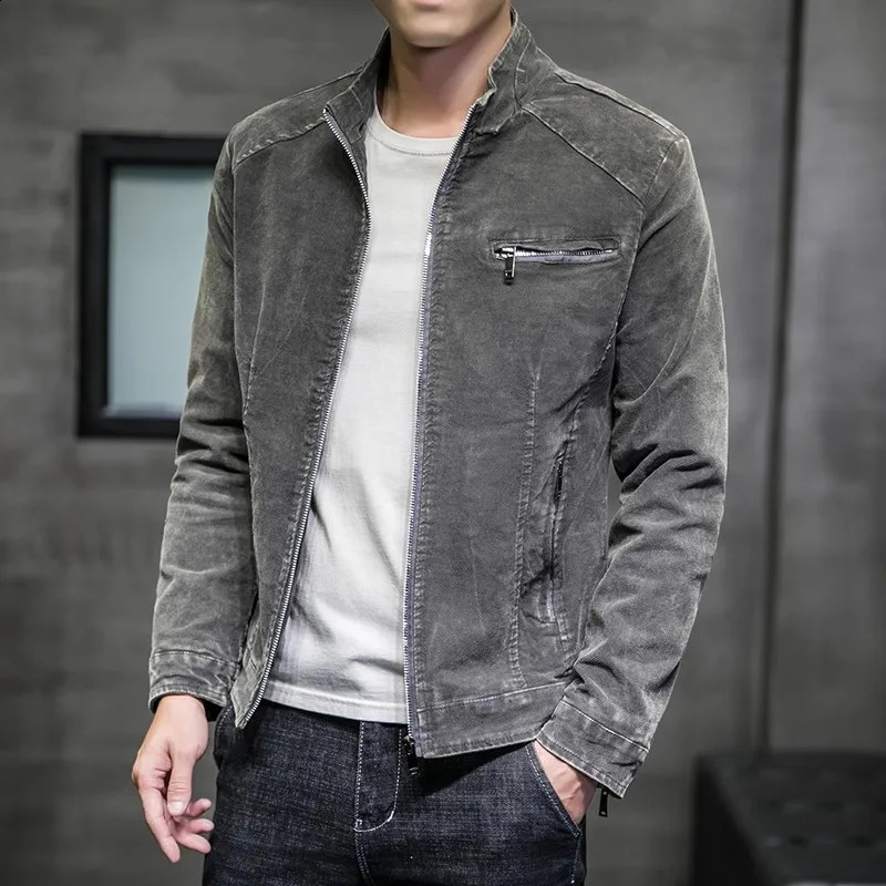 Autumn Denim Jacket Men Vintage Casual Cotton Stand Collar Jean Outwear Male Slim Streetwear Denim Coats Motorcycles Zipper Tops 260920