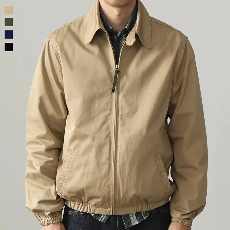 Japanese Retro Solid Simple Workwear Jackets for Men Autumn Harajuku Men's Casual Loose Zipper Jacket Coat Streetwear 260918
