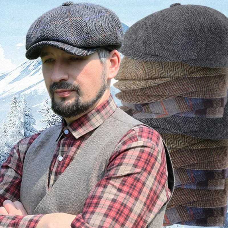 Classic New Berets Hat 2025 for Men Caps Vintage Retro Tweed Peaky Blinders Beret Hat Flat Peaked Cap Street Hats for Women Men N260919