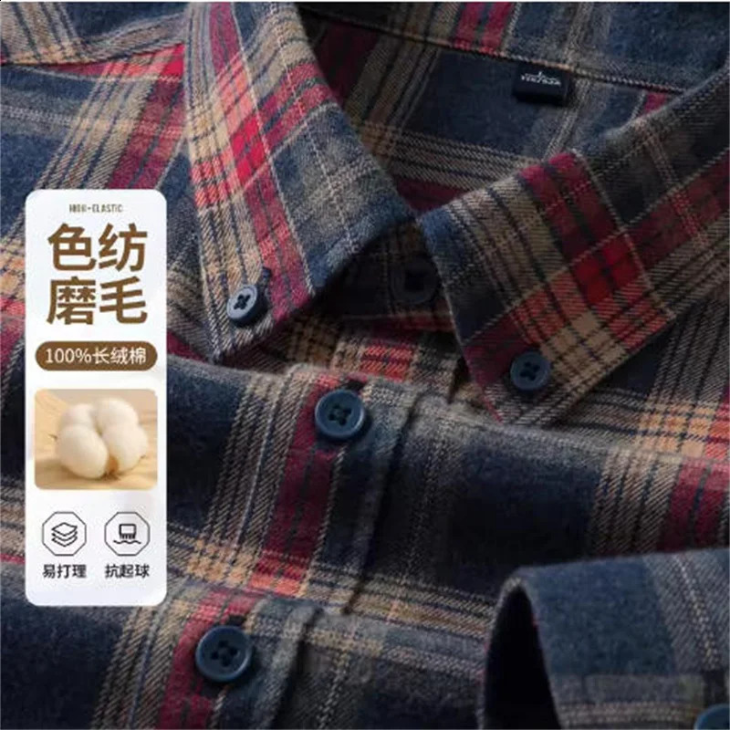 100% Cotton Men's Flannel Shirt Plaid Casual Long Sleece Multi-Color High Quality Autumn Winter Retro Dress Shirts Big Size 6XL 260920