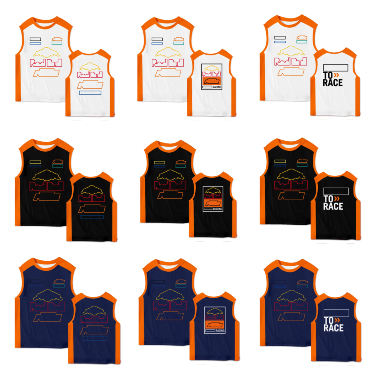 F1 racing fan jersey unisex quick drying sleeveless racing fan vest motorcycle racing theme quick drying sleeveless car pattern sports top plus size