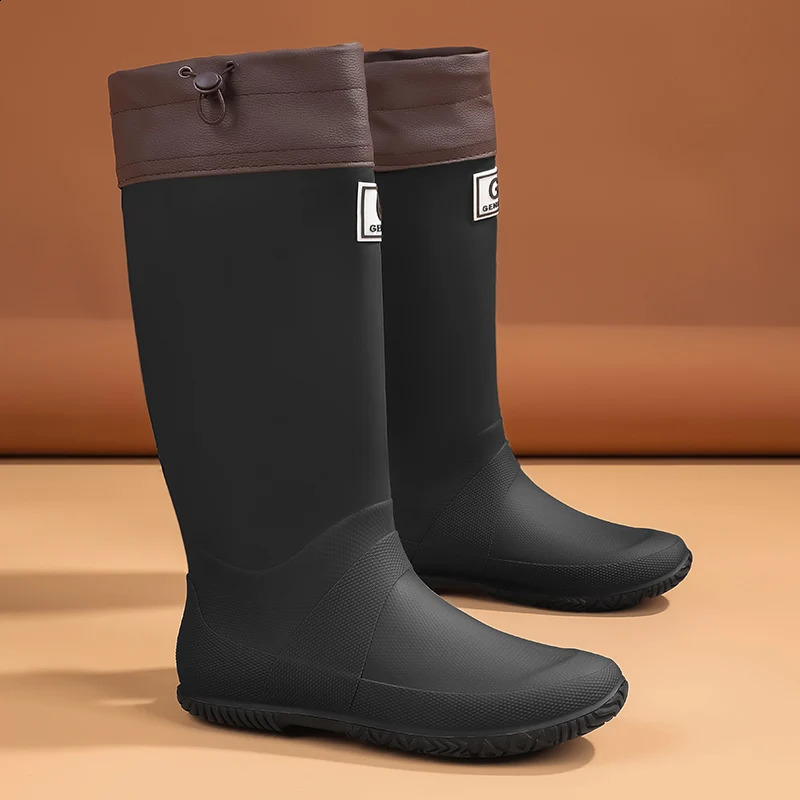 Botas de lluvia para hombres Botas de lluvia altas de moda para uso exterior Botas de pesca al aire libre de estilo de pareja impermeables y antides