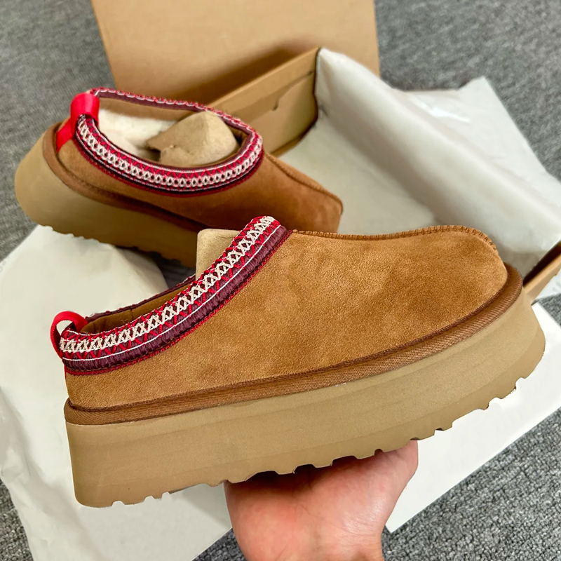 WITH BOX woman boot Womens Tazz Slippers Tasman Fur Slides Designer Classic Ultra Mini Platform Boot Chestnut Mustard Seed Sand Winter thick soled