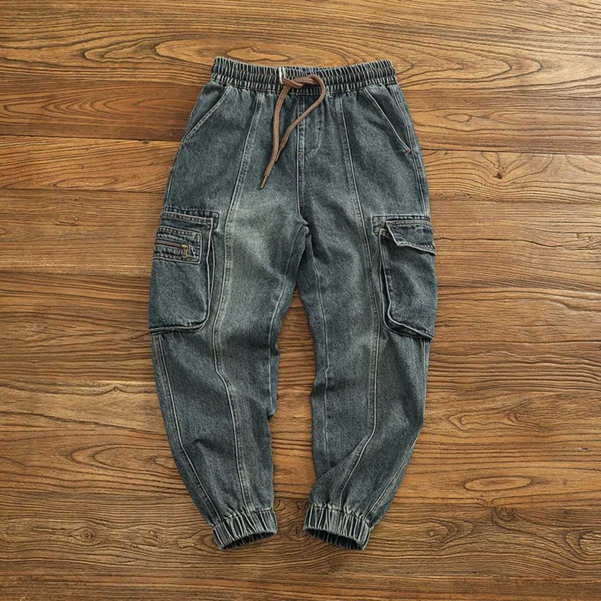Men's Jeans Heavy vintage fashion cargo jeans men loose autumn and winter new plankton handsome Harlan leg pants X260919