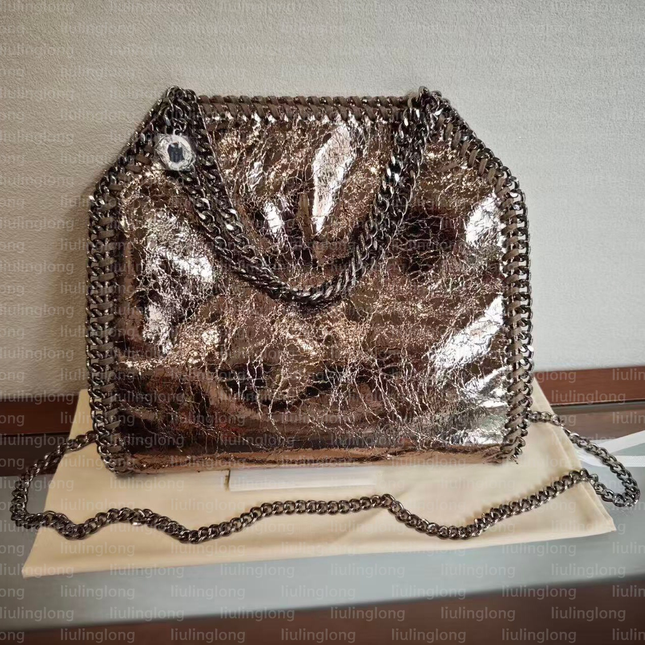 Falabella Iridescent Mini Tote Bag vegan Shaggy Deer fabric large tote bag women black designer shopping chain bags wallet messenger leather handbag