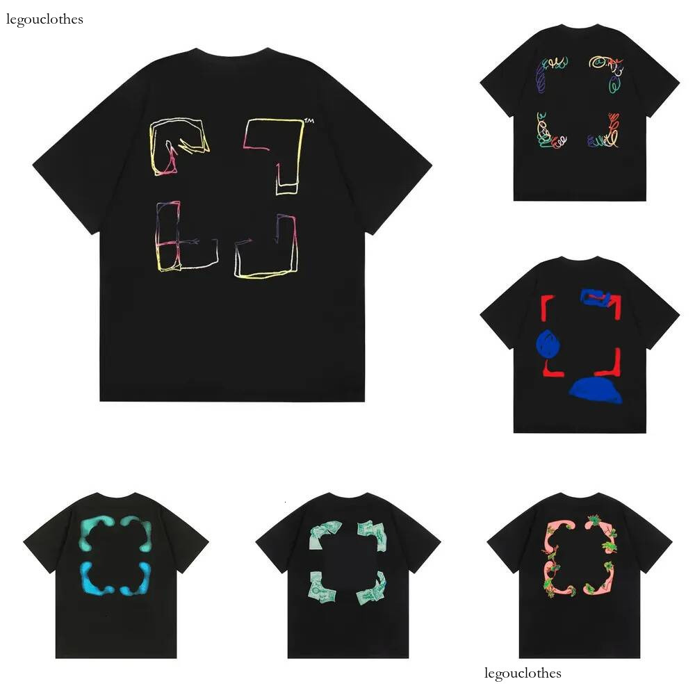 Mens Tshirt Ow Graphic Tees High Quality Version T Shirt Designer Cotton Clothing Loose Tees Tops Unisex Casual Street Graffiti Streetwear Size S-Xl