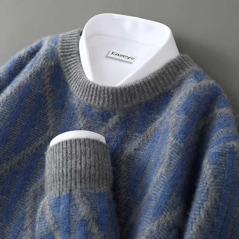 Mens 100% Pure Cashmere Sweater DoubleStrand Thickened Knitted HighEnd Autumn Winter Warm Fashionable 260920