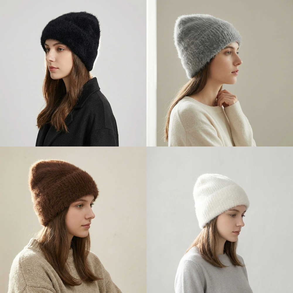 Quality Berets High End Top Women Beanie Cap Knitted Hat for Winter Warm Caps 70% Alpaca Wool 20% Wool 10% Nylon J260919